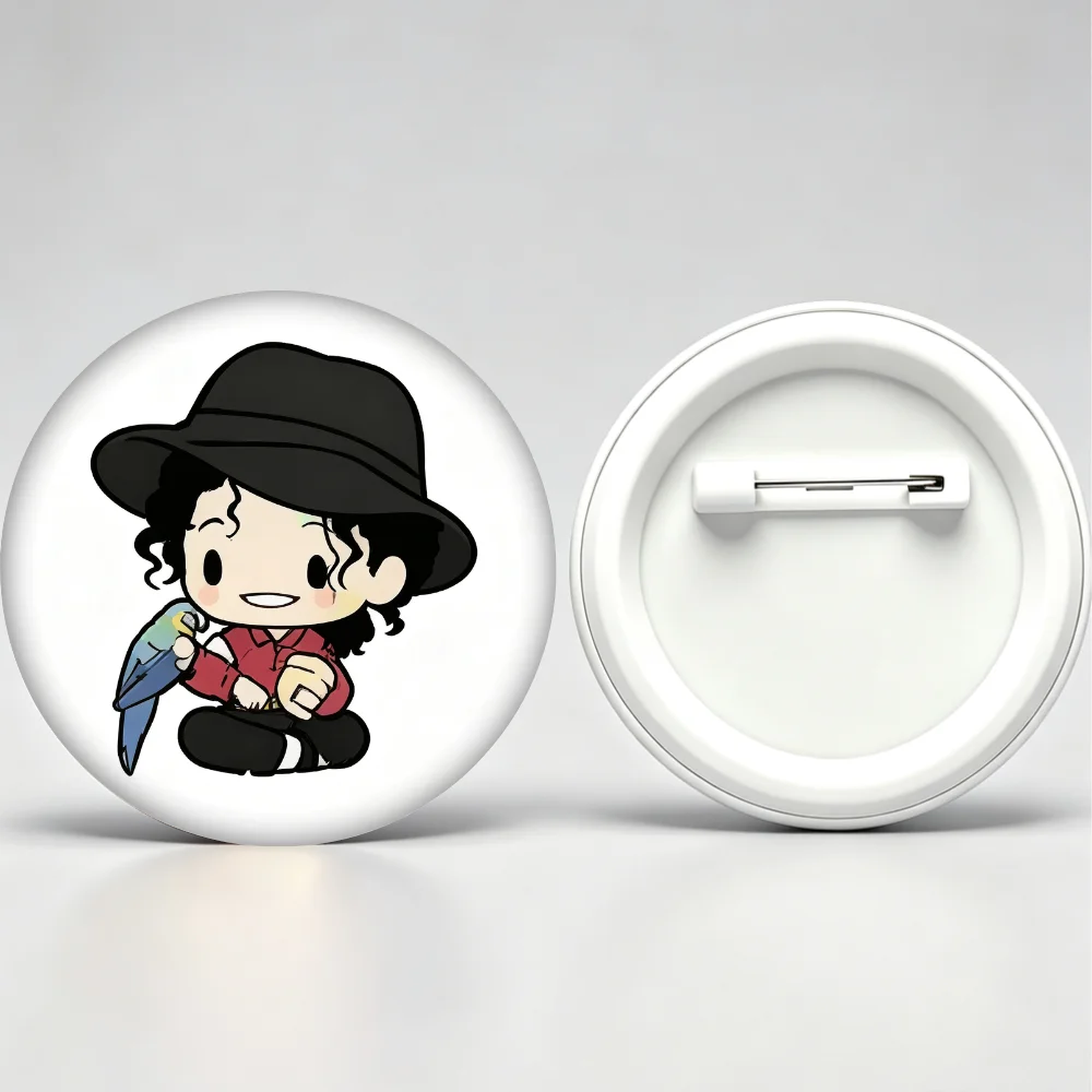 MJ Chibi Tinplate Badge Handmade Creative Brooch Pin, Michael Jackson Cartoon Character Lapel Pin, Clothing Gift Accessory Decor
