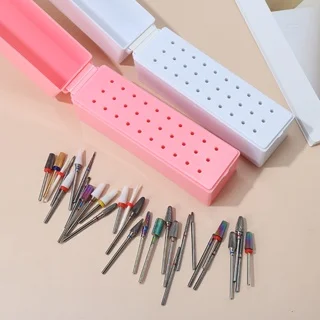 30 Holes Nail Drill Bits Holder Dustproof Drill Bit Case for Acrylic Nail Drill Bits file Bits Storage Box Manicure Accessories