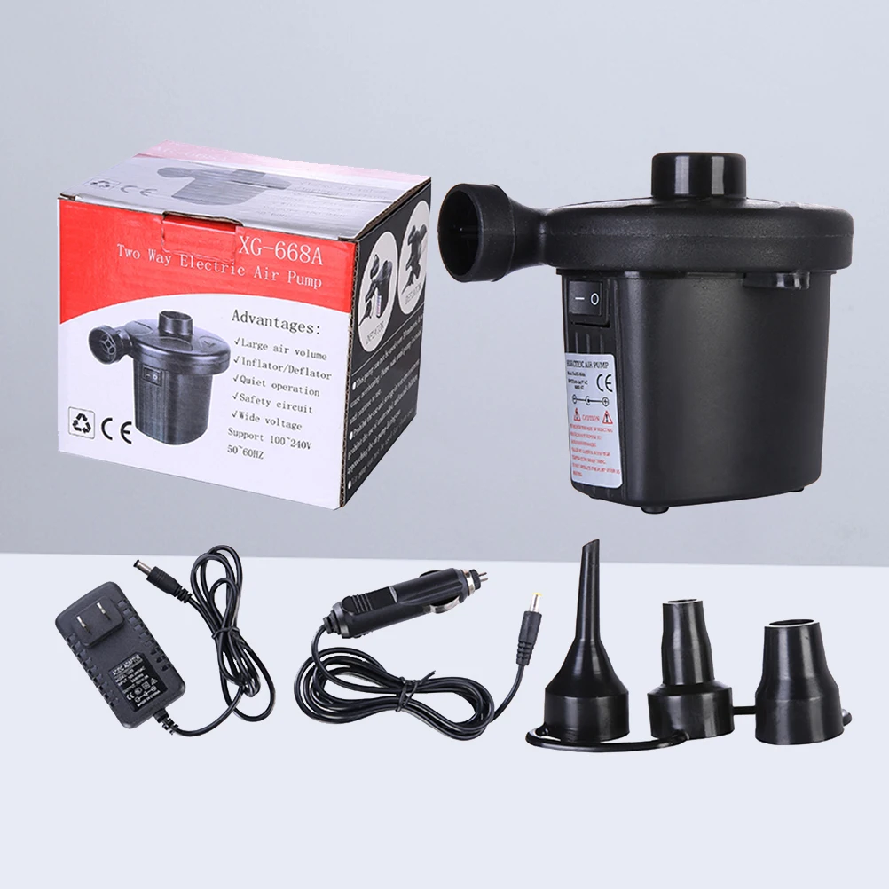 

Electric Air Pump for Inflatables Mattress Quick-fill Portable Home Car ABS 3 Nozzles High Speed Inflate Deflate Airbed Raft Toy