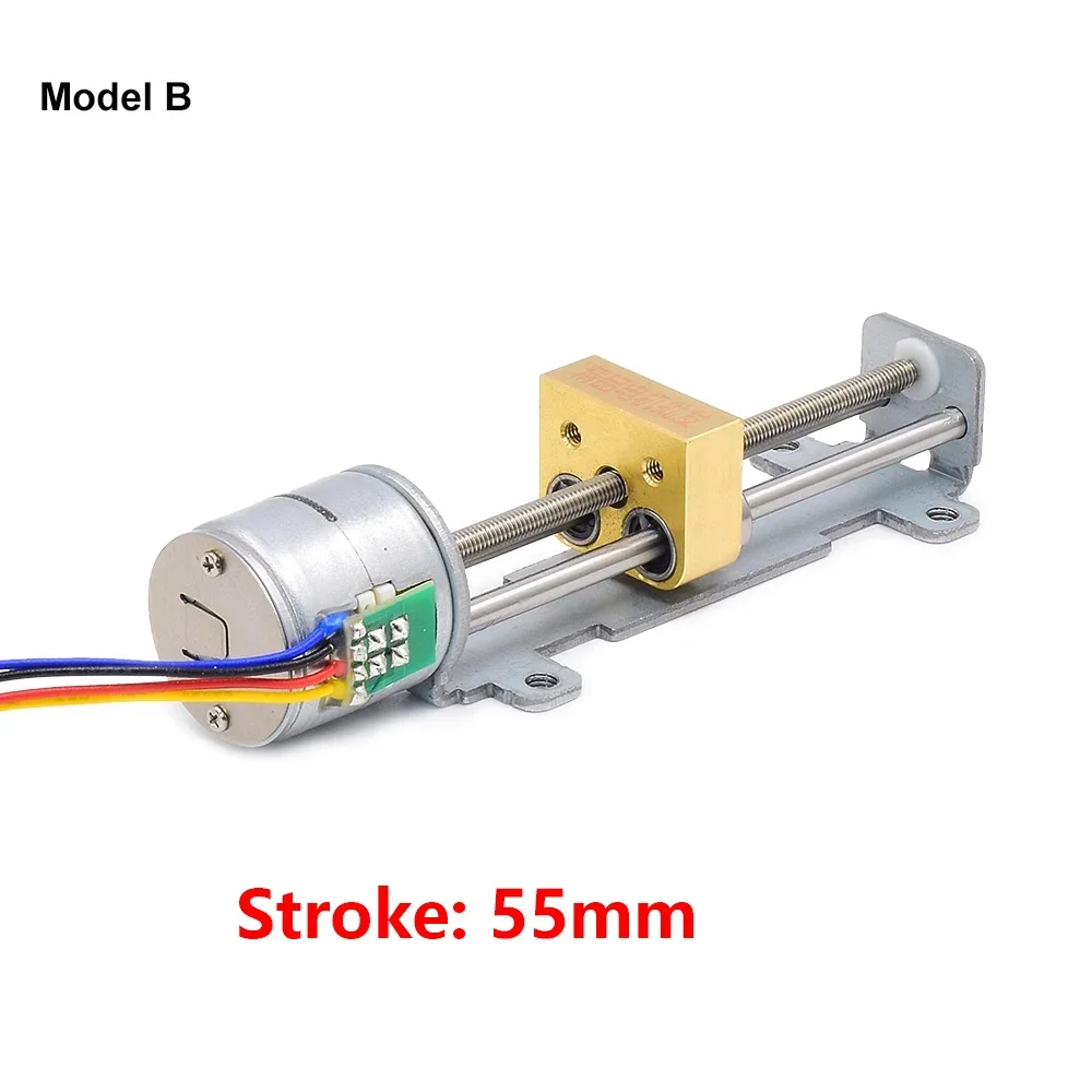 Stroke  35mm/55mm/80mm Linear Actuator Micro 15mm/20mm Two-phase Four-wire Stepper Motor With Copper Nut DIY  XYZ 3D printer