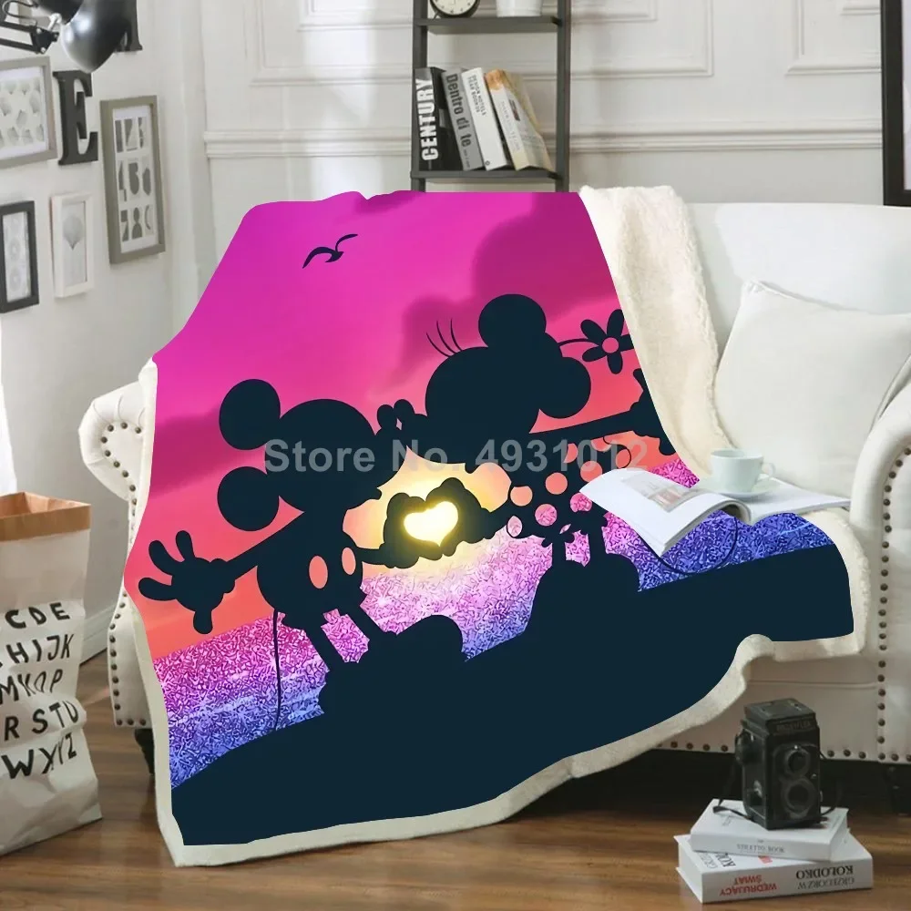 Disney Blue Colorful Mickey Mouse Minnie Cute Kids Blanket Throw for Bed Sofa Decor Fleece Nap Blankets Boys Girls Children Gift