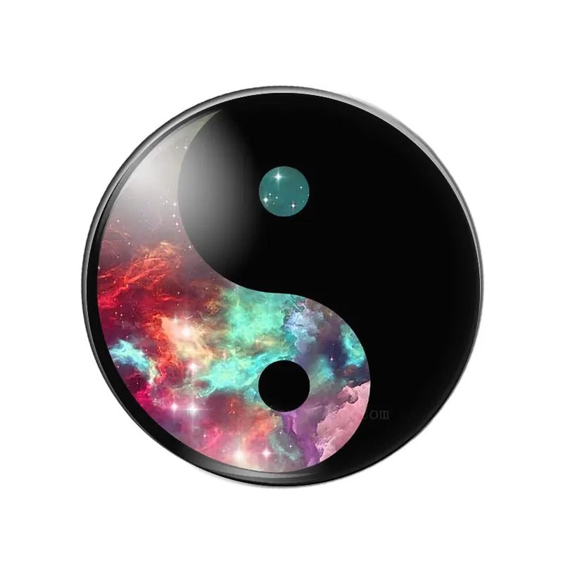 Yin Yang Tai Chi Sun and Moon Patterns 10mm/12mm/16mm/18mm/25mm Round Photo Glass Cabochon Demo Flat Back Making Findings