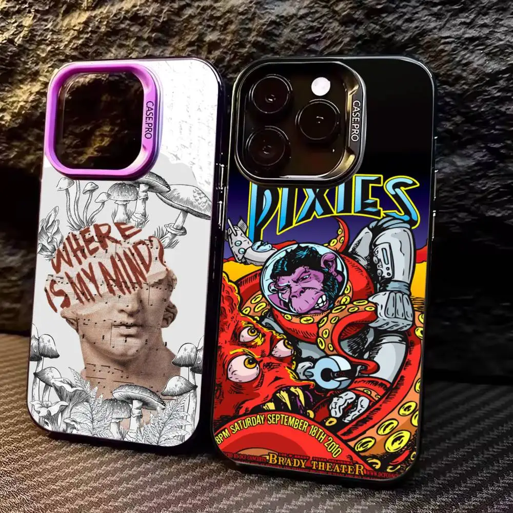 

Band P-Pixies Phone Case For iPhone17,16,15,14,13,12,11 Plus,Pro Max Colored Silver Plated Inside Cover