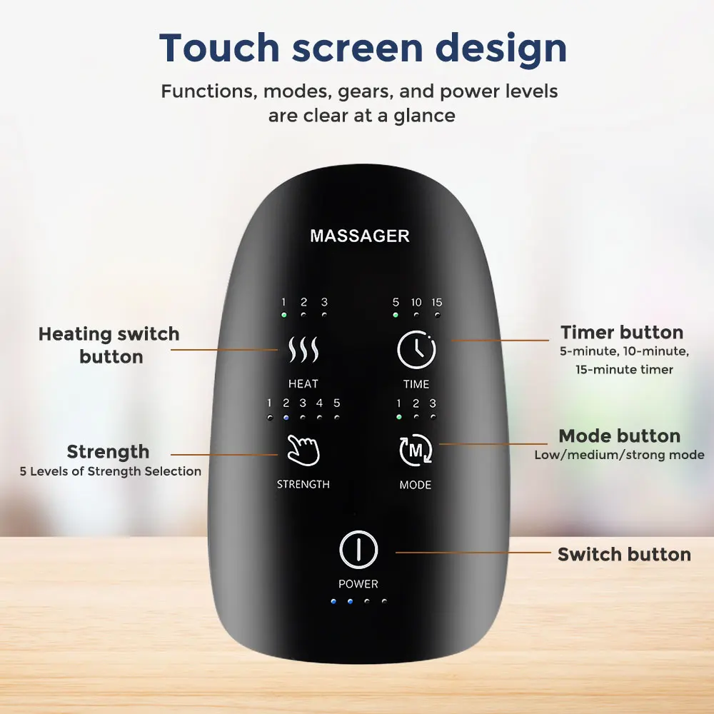 Electric Hand Massager 3 Modes Airbag Hot Compress Vibration Massager Airbag Acupoint Pressing And Kneading Relief Fatigue