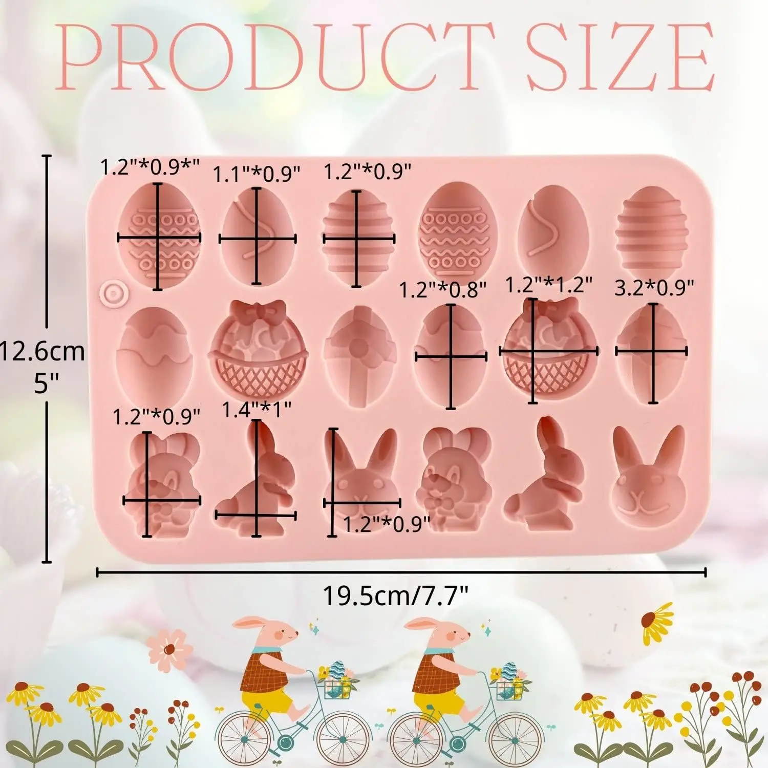 1 Pieces Easter Silicone Chocolate Moulds 18 Cavity Egg,Bunny, Rabbit Head,Basket shapes Mould for DIY Chocolate,Candy,Jelly