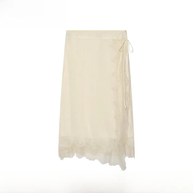 

Spring Summer New Women's Fashion Slim Fit Lace Wrap Skirt High Waist Irregular Polyester Fiber Ladies Stylish Versatile Skirt