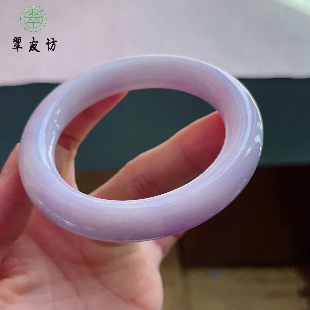 Natural Purple Jade Bracelet Myanmar A Goods Ice Glutinous Seed Violet Floating Flower Jade Bangle Women's Senior Jewelry Gift