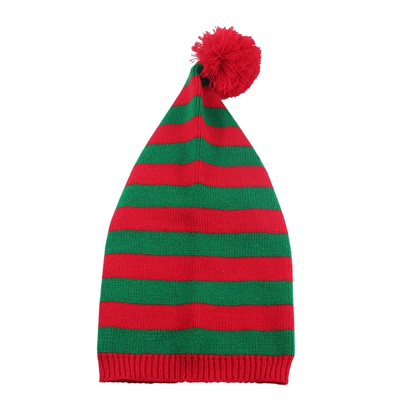 Christmas Knitted Santa Hat Xmas Winter Hats Knit Beanie Soft Adult Skull Cap For Women Men Ski Costume Party