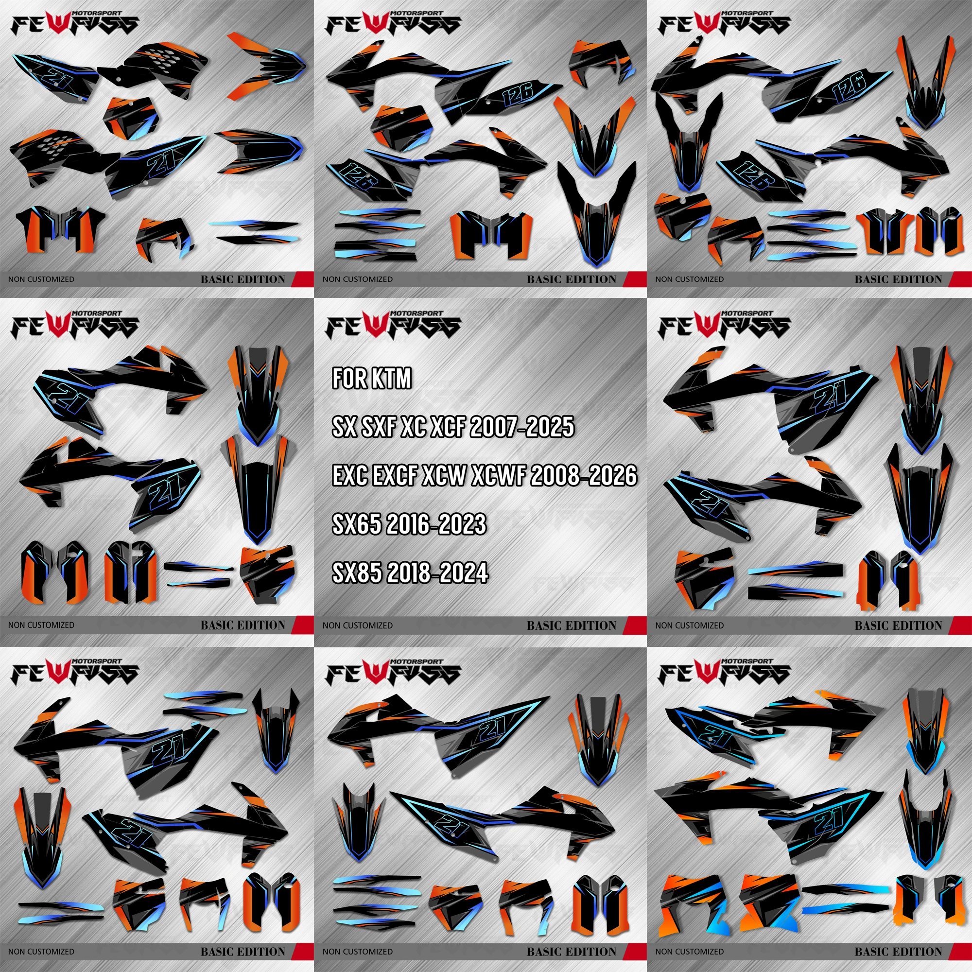 

Графические наклейки Fewfuss для KTM SXF XCF 2007-2025 EXC XCW 2008-2026 SX65 16-22 SX85 18-24 наборы наклеек для мотоциклов