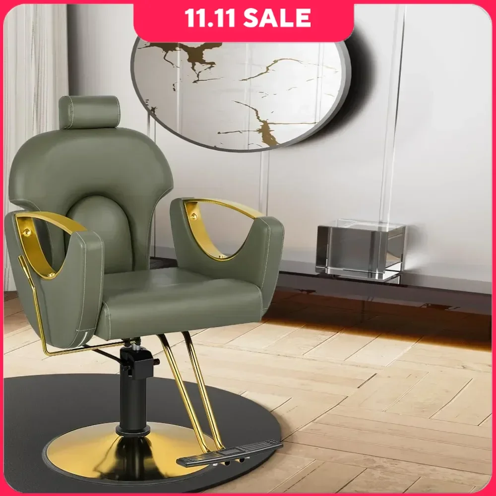 Salon Chair for Hair Stylist Reclining Height Adjustable Hydraulic Hair Chairs with 360 Degrees Rolling Swivel Barber Chair