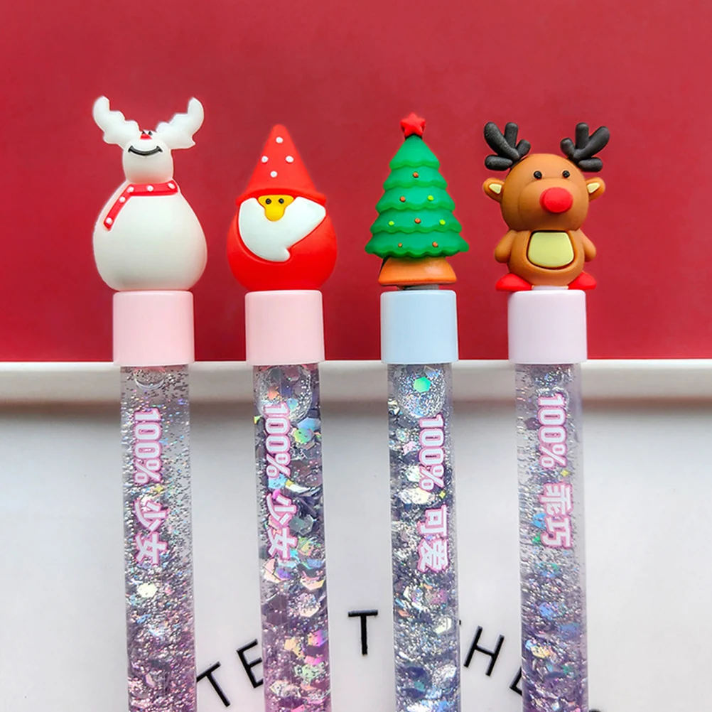 

8pcs Christmas Themed Gel Creative Stationery For Students Adorable Writing Office Signature Pens Cartoon Design