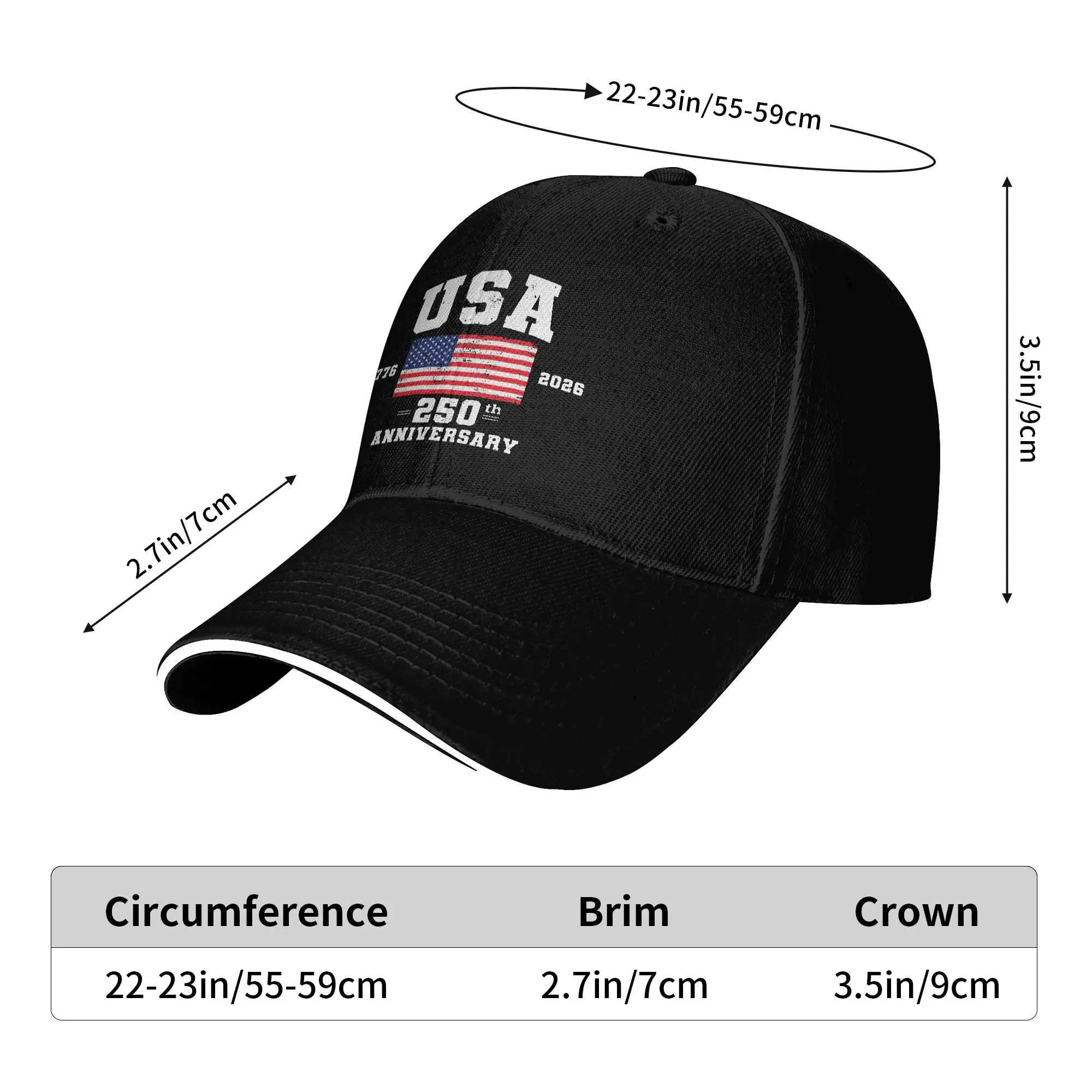 Summer 4th of July America US Flag Patriotic 250th Anniversary USA Baseball Cap Outdoor Sports Hats Female Male Sun Snapback Cap