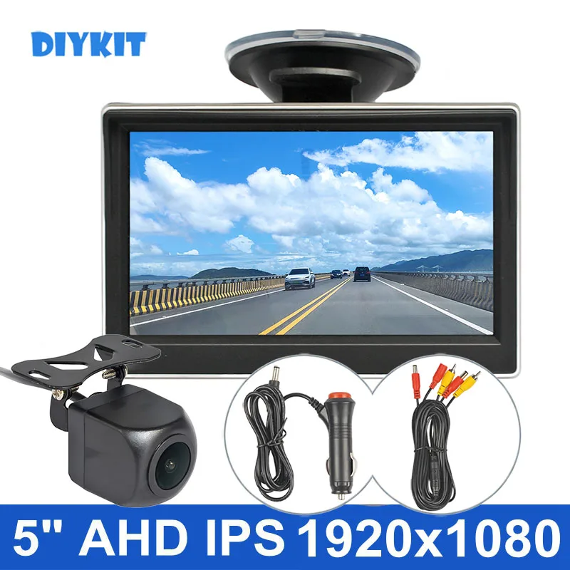 DIYKIT 5inch AHD IPS Car Monitor 1920x1080P HD 170 Degree Starlight Night Vision Backup Vehicle Reverse Car Camera