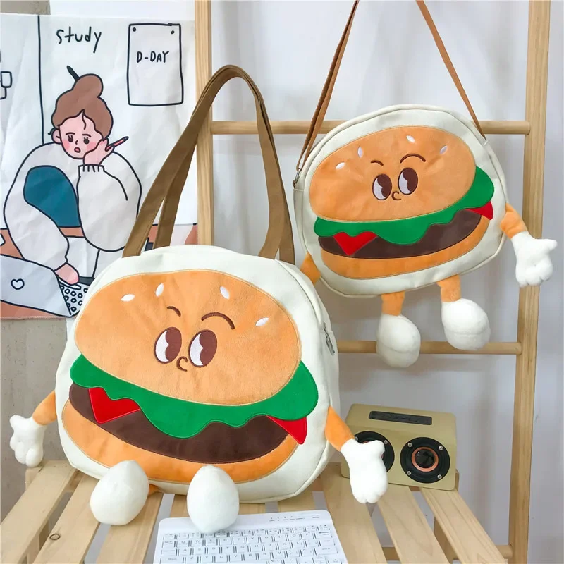 Nowa śliczna torba na ramię Hamburger o dużej pojemności dla studentów do szkoły Torba na ramię Modna torba płócienna Kawaii Prezent szkolny