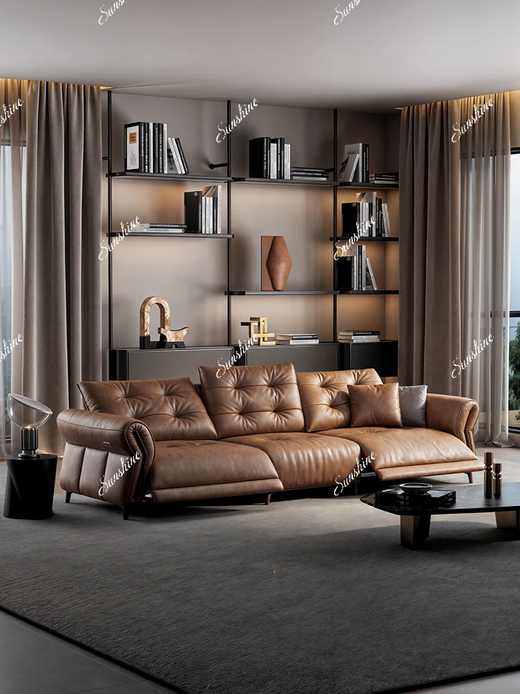 Electric functional sofa zero against the wall living room French first layer antique furniture