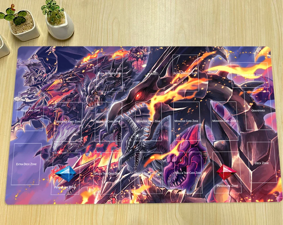 YuGiOh Red - Eyes Black Dragon TCG Mat CCG Duel Playmat tappetino da gioco per carte collezionabili tappetino per Mouse in gomma Anime zone Free Bag