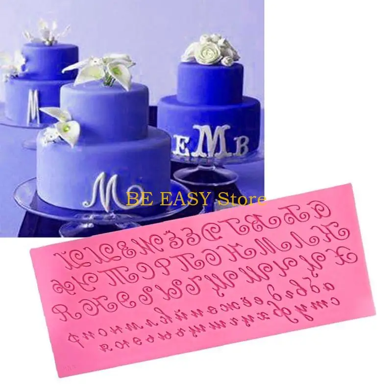 E28F 3D Artistic Russian Letter Silicone Cake Fondant DIY Mold Handwriting C