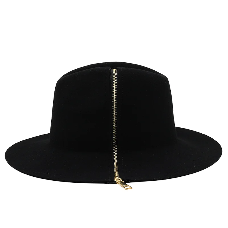 Women Men 100% Australia Wool zipper Fedora Hat Gentleman Elegant Lady Winter Autumn Wide Brim Jazz Church Panama Sombrero Cap