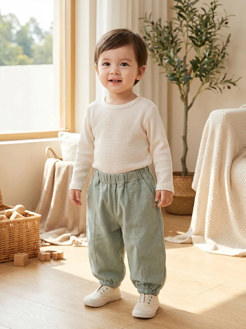 MILANCEL Summer Kids Tapered Pants 1-6T Solid Color Comfortable Girls Trousers Loose Thin Korean Ventilate Children Casual Pants