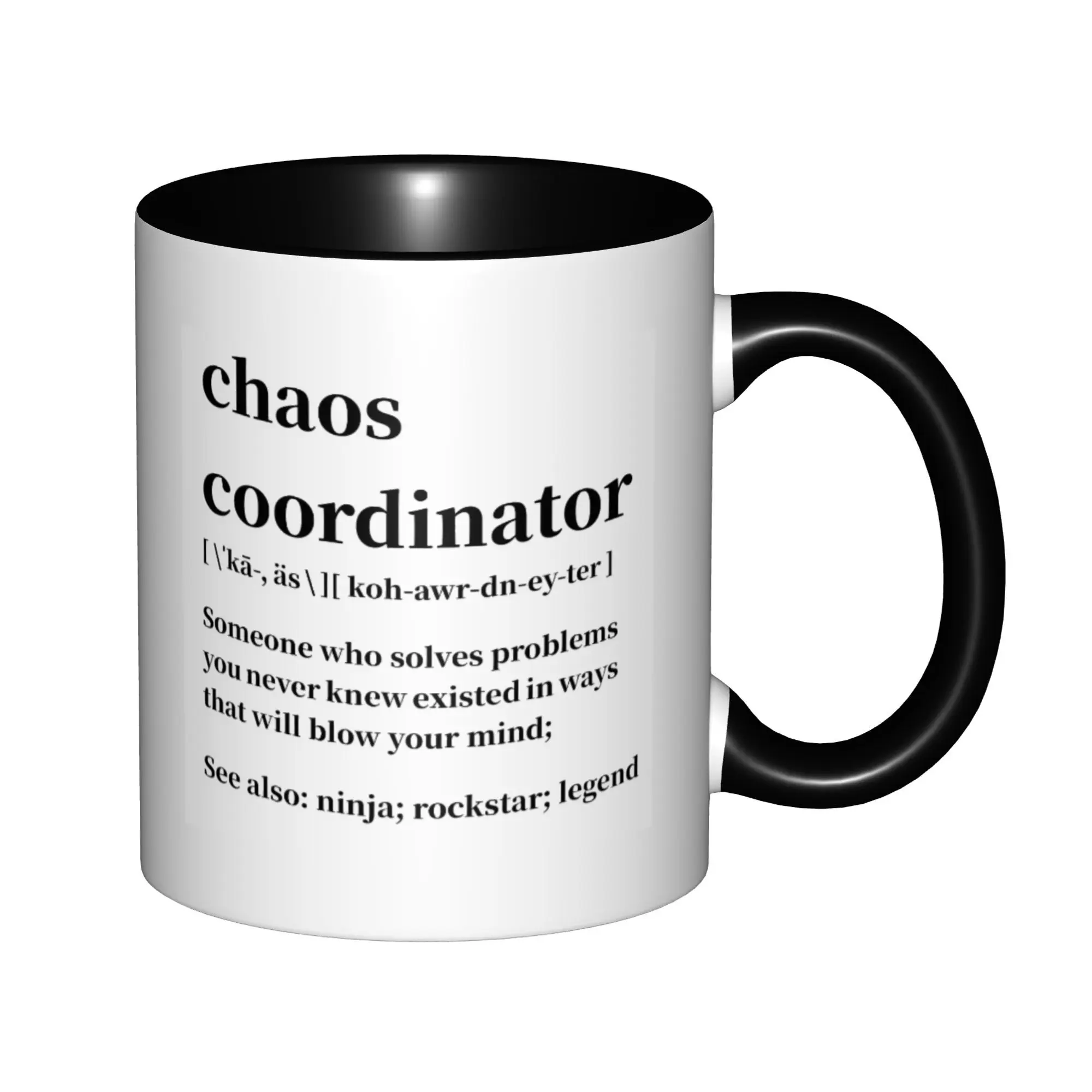 

Chaos Coordinator for Women Boss Teacher Funny Work Gifts Mugs With Black Handle Birthday Coffee Mugs Ceramic Tea Cups 11oz