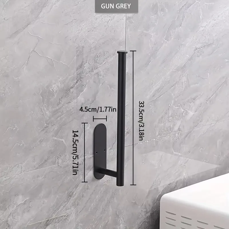 1pc Paper Towel Holder, Toilet Under Cabinet Self-adhesive, Available In Adhesive And Screw, Stainless Steel Paper Towel Holder