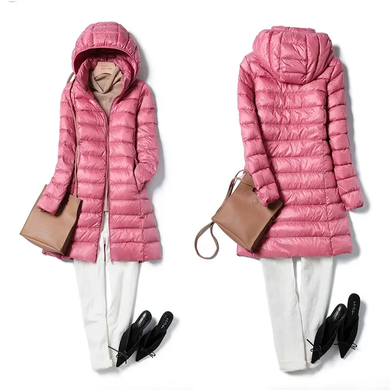 Autumn/Winter European New Women's Down Jacket Commuter Hoodie Slim Fit Light Down Jacket
