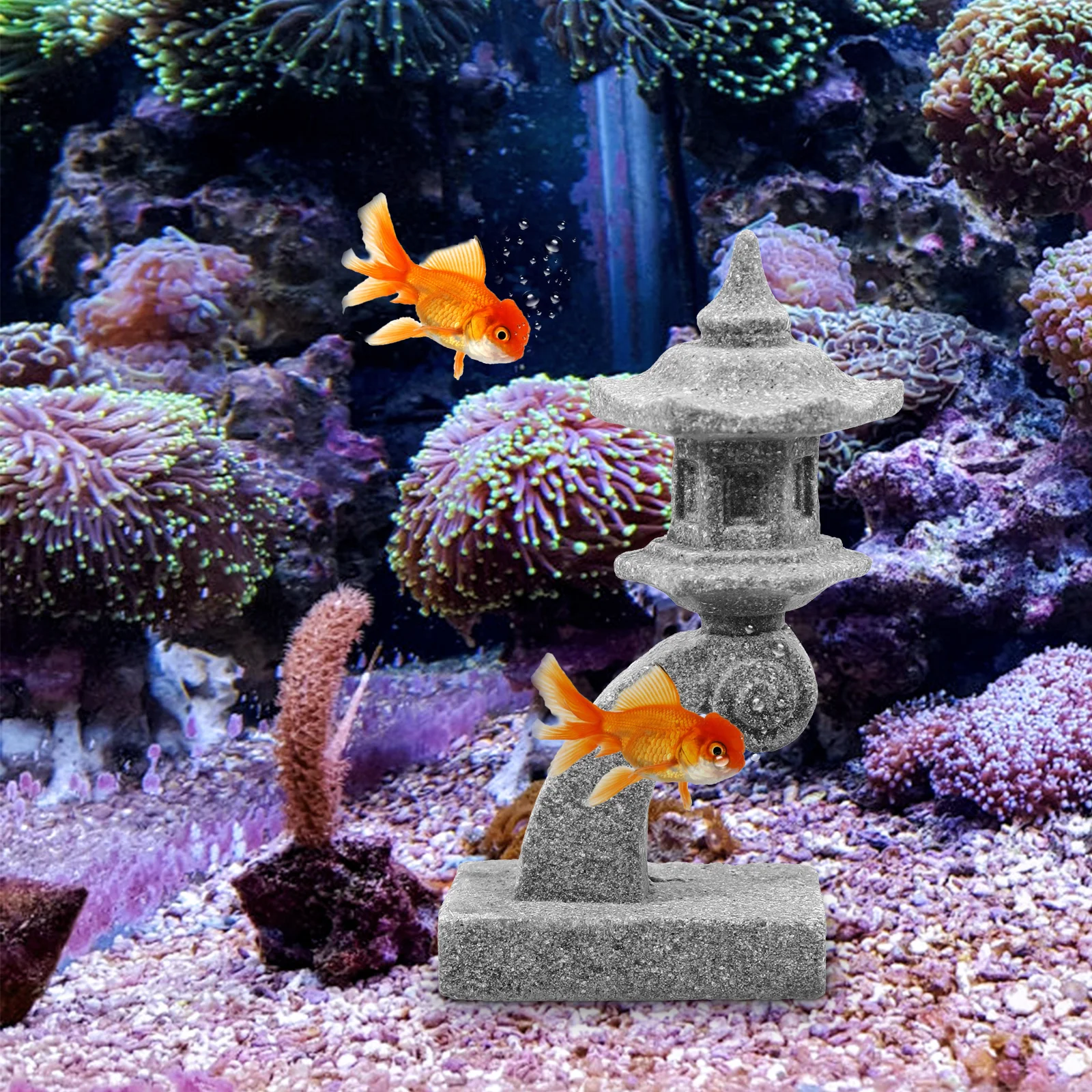 

Japanese Style Landscape Ornament Resin Miniature Pagoda Statue Bonsai Garden Decor Micro Landscape Decors Pagoda Garden Statue