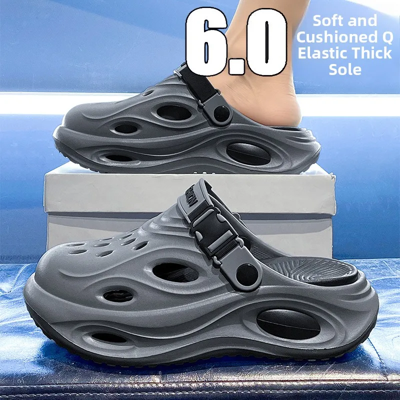 

Casual Men's Summer Anti-Slip Deodorant Hollow out Driving Beach Sandals Large Size Slip-On EVA Slippers Breathable Thi Heel