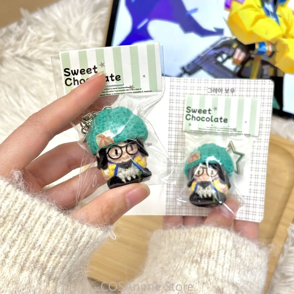 

VALORANT Killjoy Game Cosplay Knit Body Mini Plush Stuffed Plushie Bag Pendant Cute Figure Keychain Birthday Gift Chain