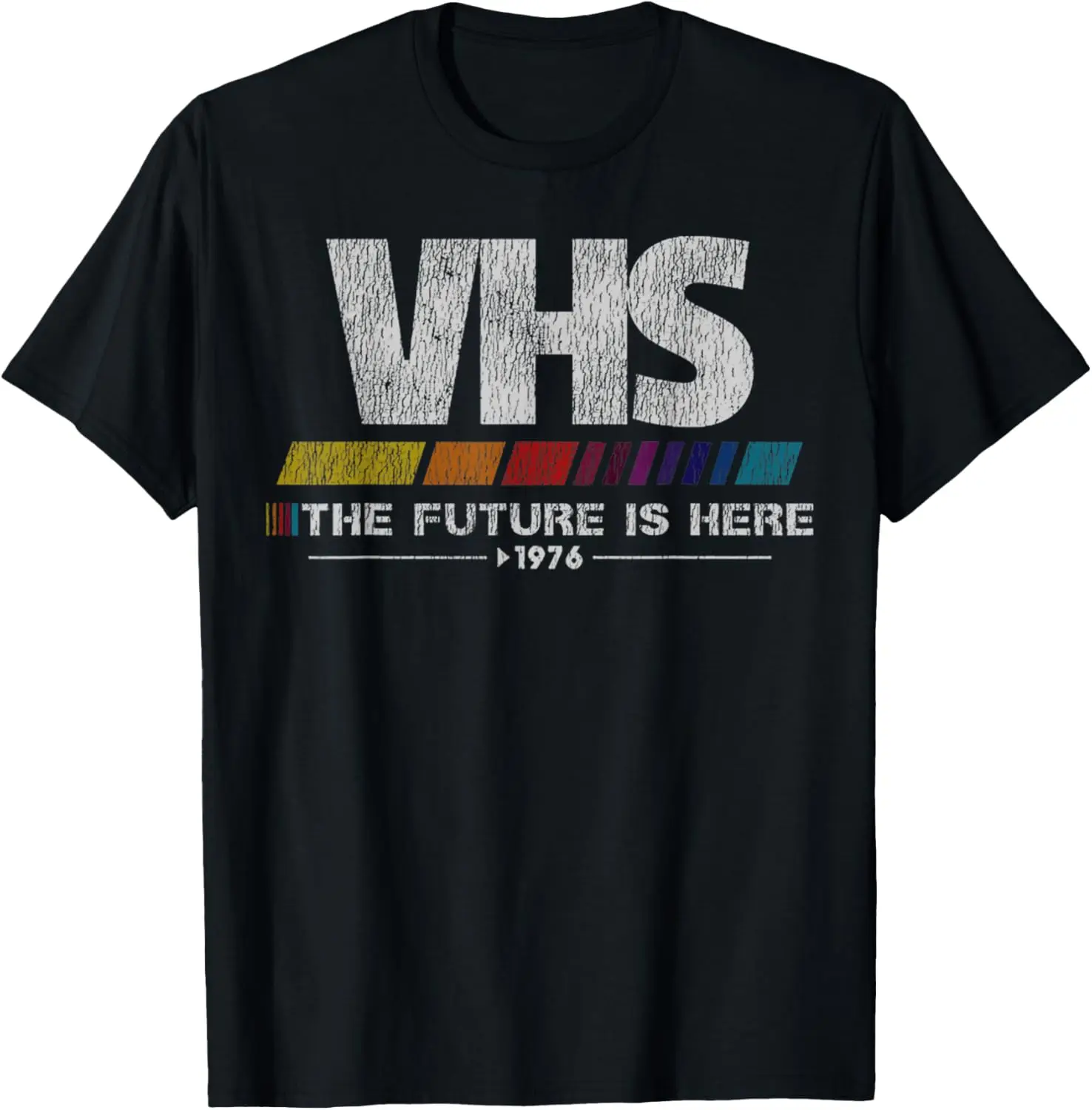 VHS The Future Is Here 1976 Vintage Retro Graphic T-Shirt Soft Cotton Crewneck Tee For Men