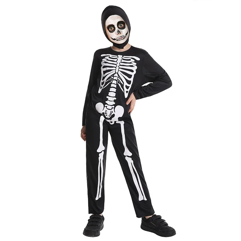 Costume de tête de mort imbibé de batterie pour enfants, costume d'horreur d'Halloween, costume de cosplay pour enfants, Zentai Party, offre spéciale