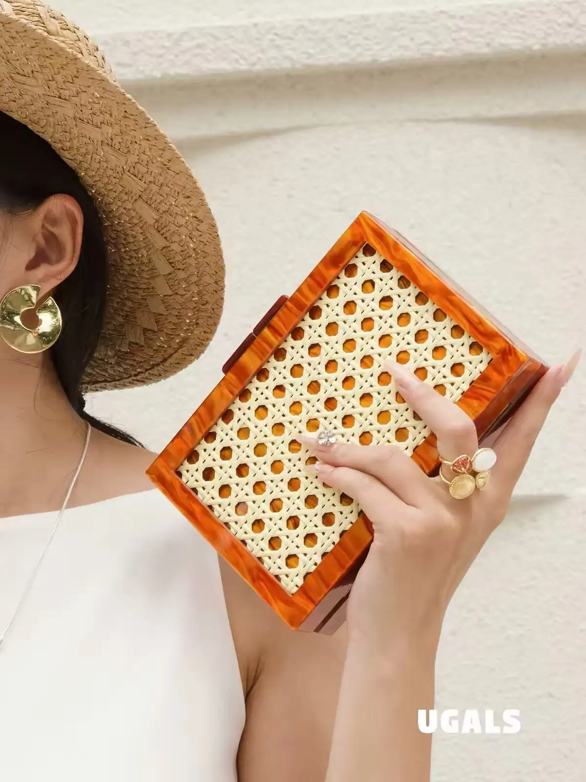 Fashion Acrylic Square Box Women Handbag Luxury Exquisite Clutch Purse Wedding Party Banquet Bag Shoulder Crossbody Bag