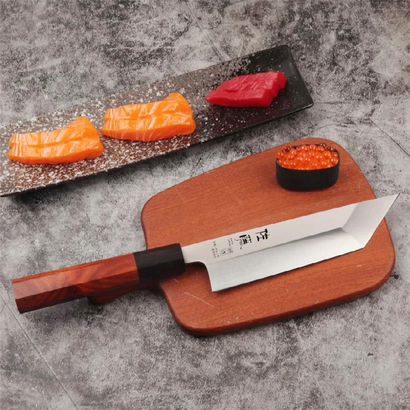 Imagem -04 - Faca de Cozinha Profissional Usuba Lâmina Única Borda Cortando Cutelo Nakiri Peixe Sashimi Corte Enguia Cozinhar Ferramentas 18cm