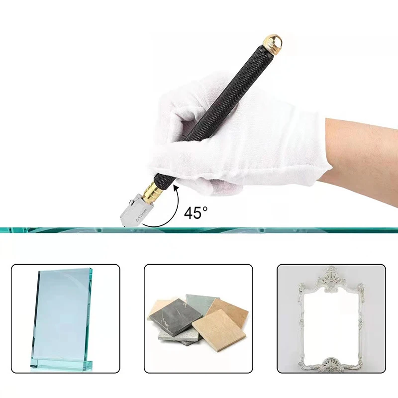 Roller ceramic tile mirror cutting pen, glass knife set oil injection marking pen set black handle glass cutting knife blade