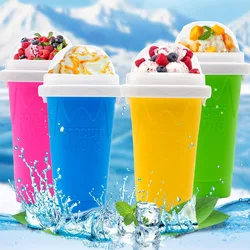 Slushie Maker Cup Magic Quick Frozen Double Layer Cooling Squeeze Cup Homemade Ice Cream Maker DIY It for Children and Family