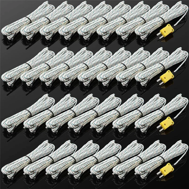 

30Pcs 3Meters K Type Mini-Connector Thermocouple Temperature Probe Sensor Temperature Sensing Line Fortm902c/ TES1310-T61C