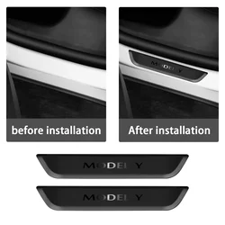ABS Rear Door Sill Guards Protector Scuff Plate Cover For Tesla Model Y 2021+ Car Door Sill Decal Sticker Pedal Protection