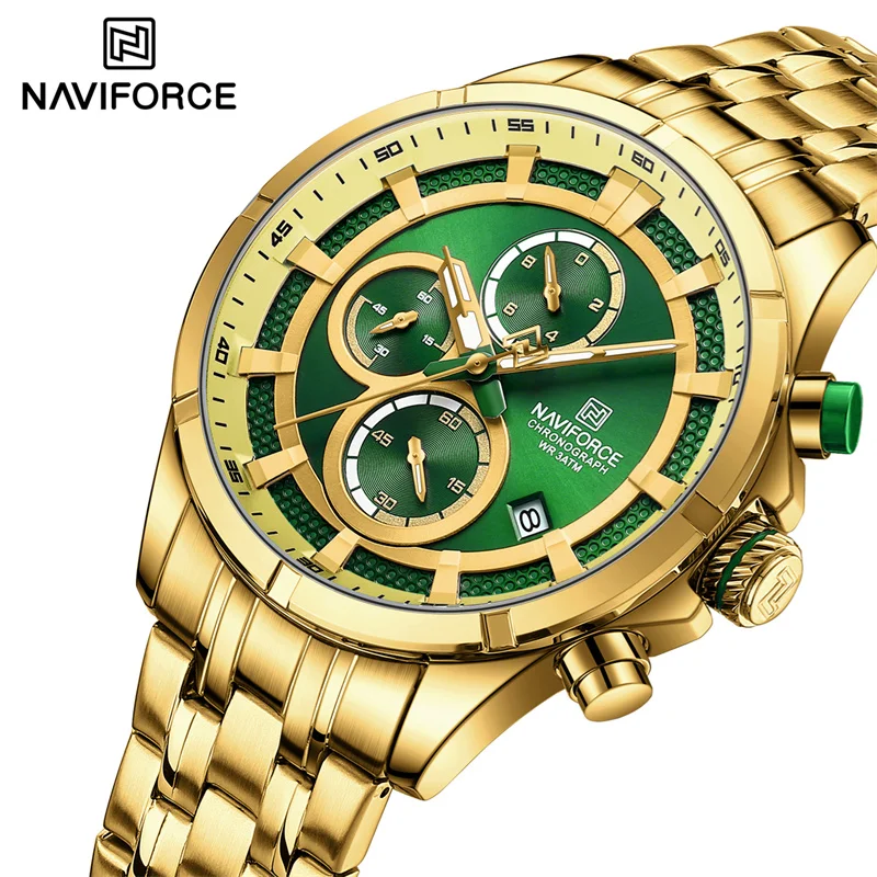 

NAVIFORCE Brand Men's Watch Waterproof Stainless Steel Luxury Quartz Wristwatch Luminous Fashion Chronograph Clock Reloj Hombre