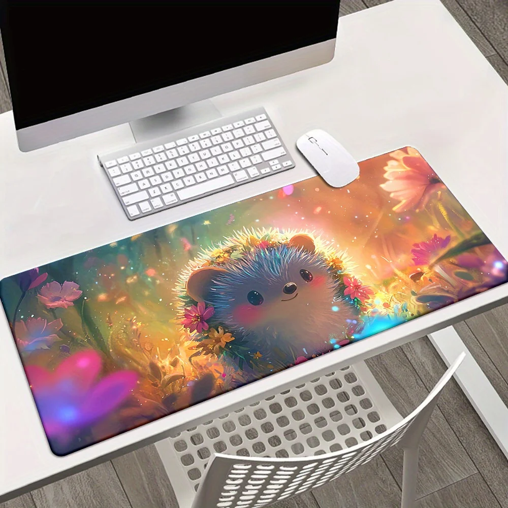 

Cute little hedgehog pattern mouse pad, computer game accessory, natural rubber waterproof and anti-slip table mat