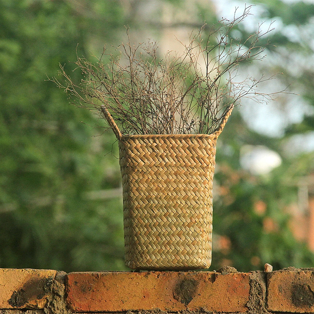 

Yellow Size S Simulated Rattan Braided Basket Storage Container Organizer for Clothes Fruit Vegetable Snacks Bedroom