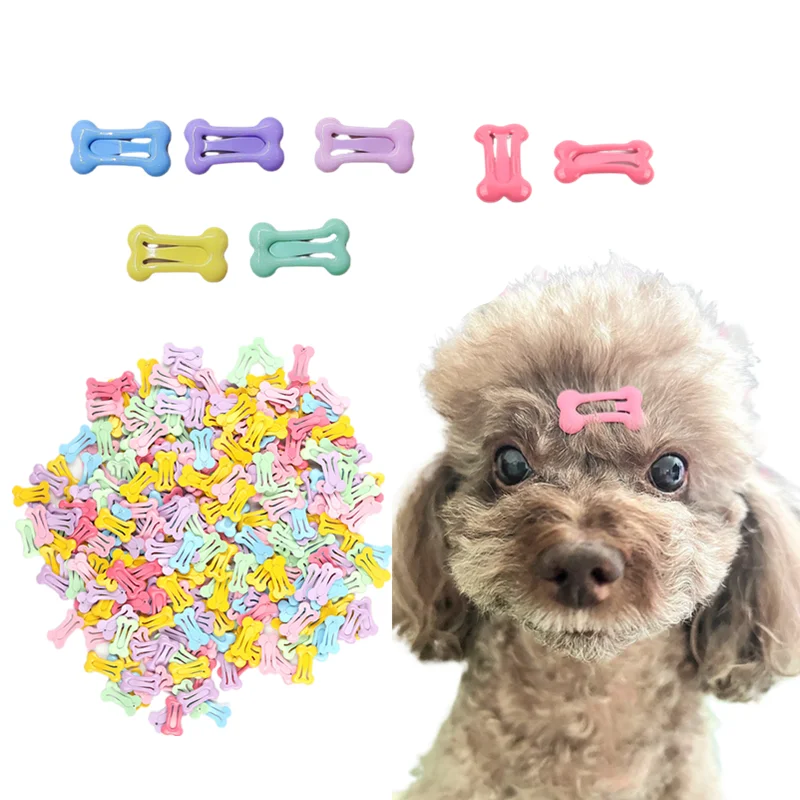 Cute Dog Hairpin Colorful Bone Shape Hairpin Pet Puppy Dogs Hair Clips for Chihuahua Pug Pet Dog Grooming Accessories