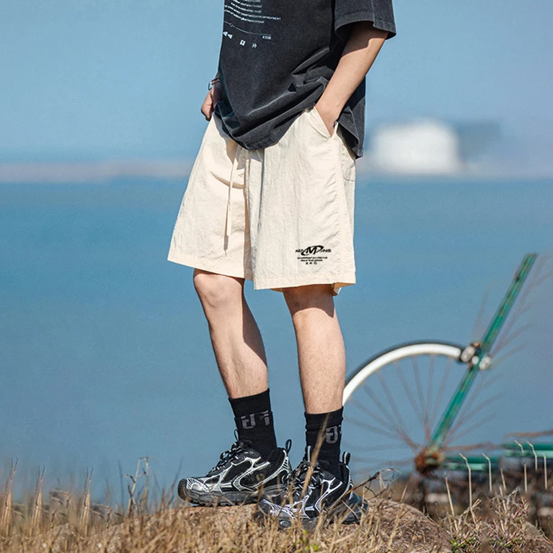 

Мужские повседневные шорты TFETTERS, брендовые тонкие мешковатые шорты из 2024 нейлона с американскими буквами для мужчин, туристическая одежда для улицы, лето 100%