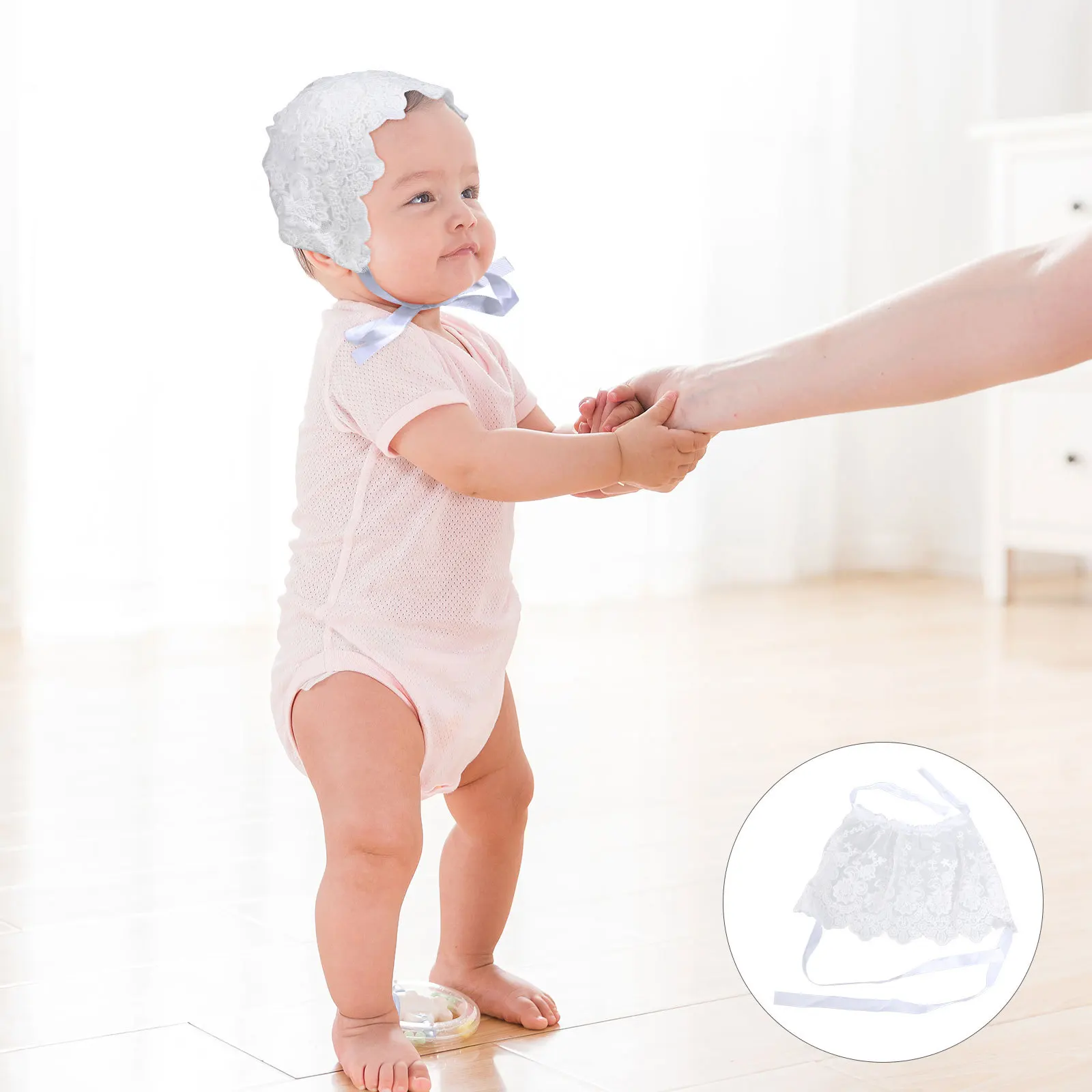 

Baby Lace Cap Adorable Floral Hollowed-Out Breathable Adjustable Hat for Newborn Infant Girls Spring Summer Photography Gift