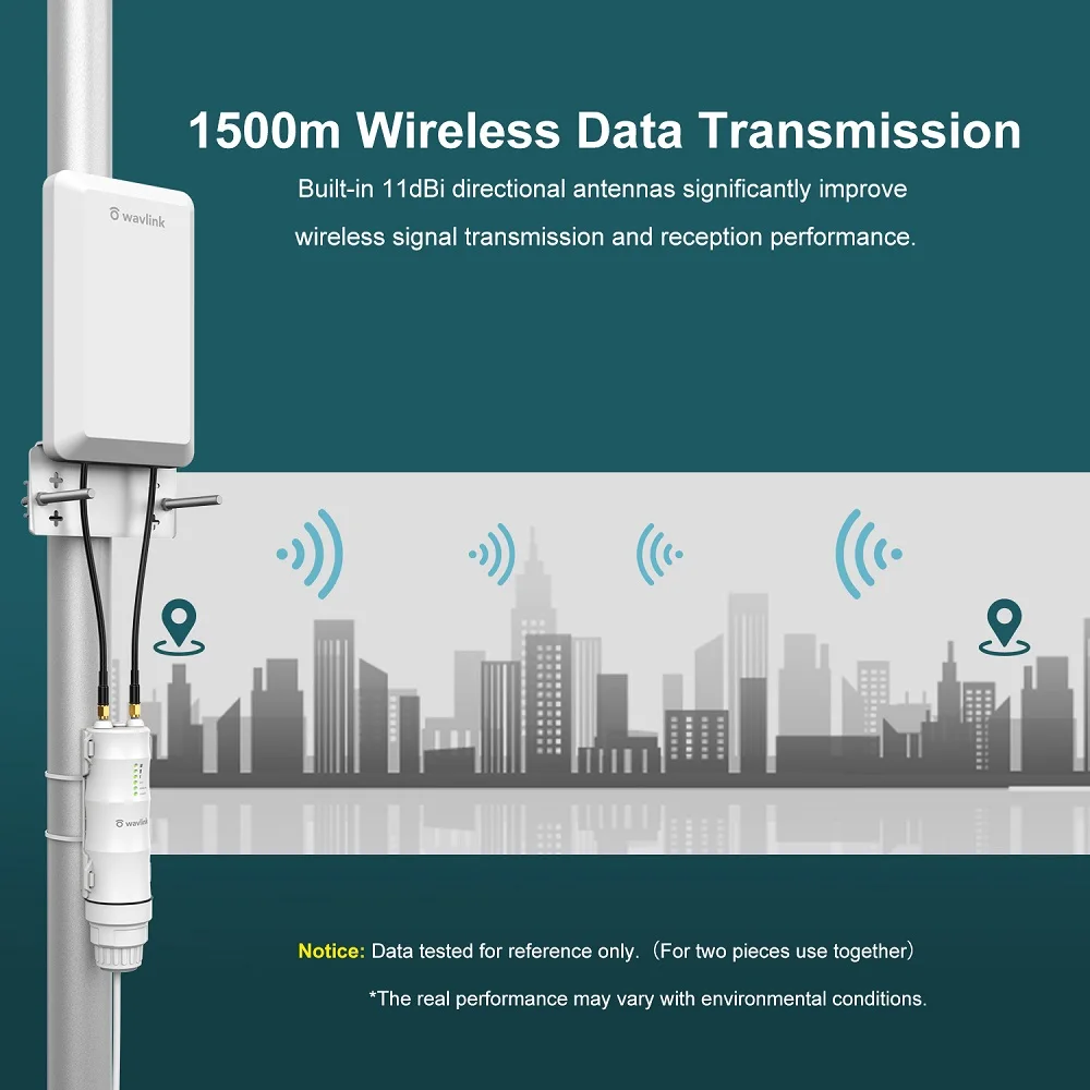 Imagem -03 - Wavlink Alta Potência 300mbps ao ar Livre Wifi Extensor de Longo Alcance 2.4g Wifi ap Repetidor Roteador Cpe Kit Poe wi fi Singal Booster 1.5km