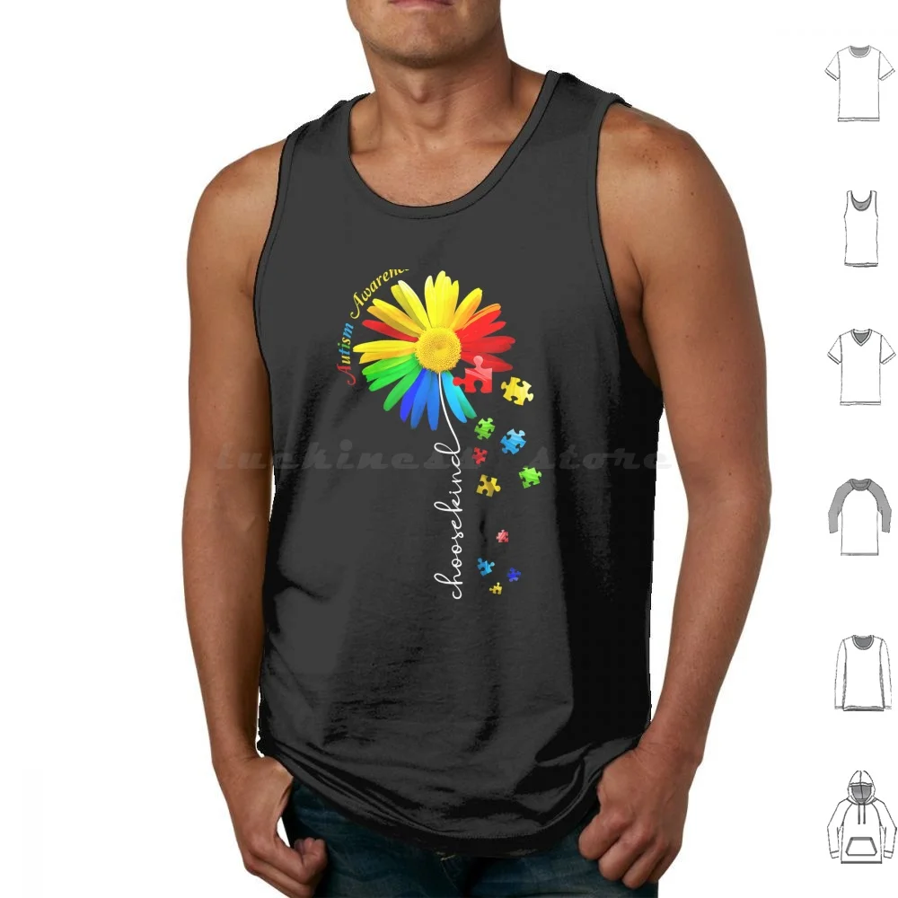 Daisy Colors Choose Kind Autism Awareness Puzzle Tank Tops Print Cotton Autism Awareness Autism Puzzle Daisy Autism