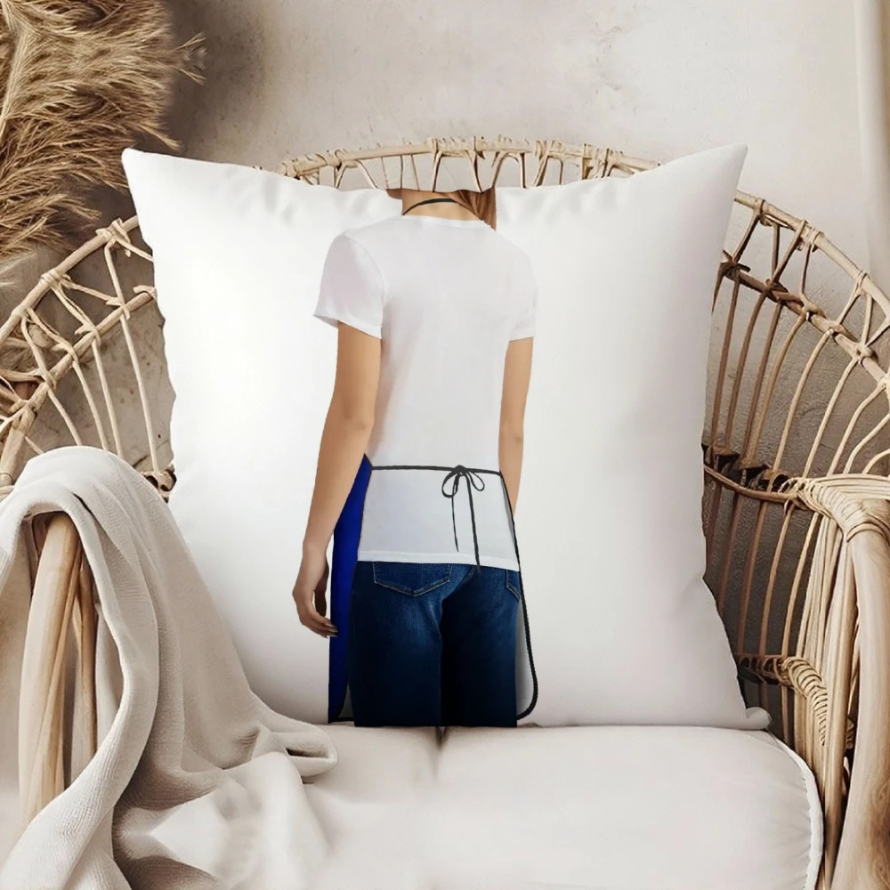 White T Shirt With Blue Apron And Jeans Print For Home Kitchen Cooking Baking Cafe Restaurant Work Uniform Decorative Pillow Cas