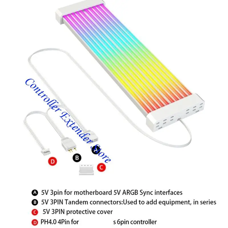 N84B 8pinグラフィックカード電源ケーブル44 LEDストリップ360illuminationArgb同期PC拡張ケーブル税関PCビルド