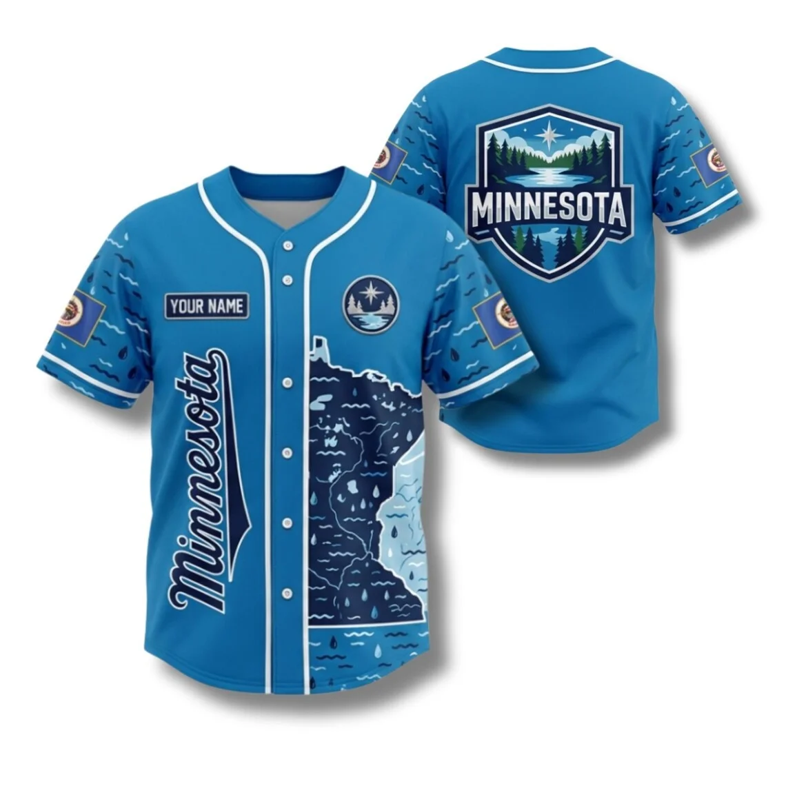 Custom Minnesota Baseball Jersey North Star State Map Pride Shirt, Gift Men For Women Fans