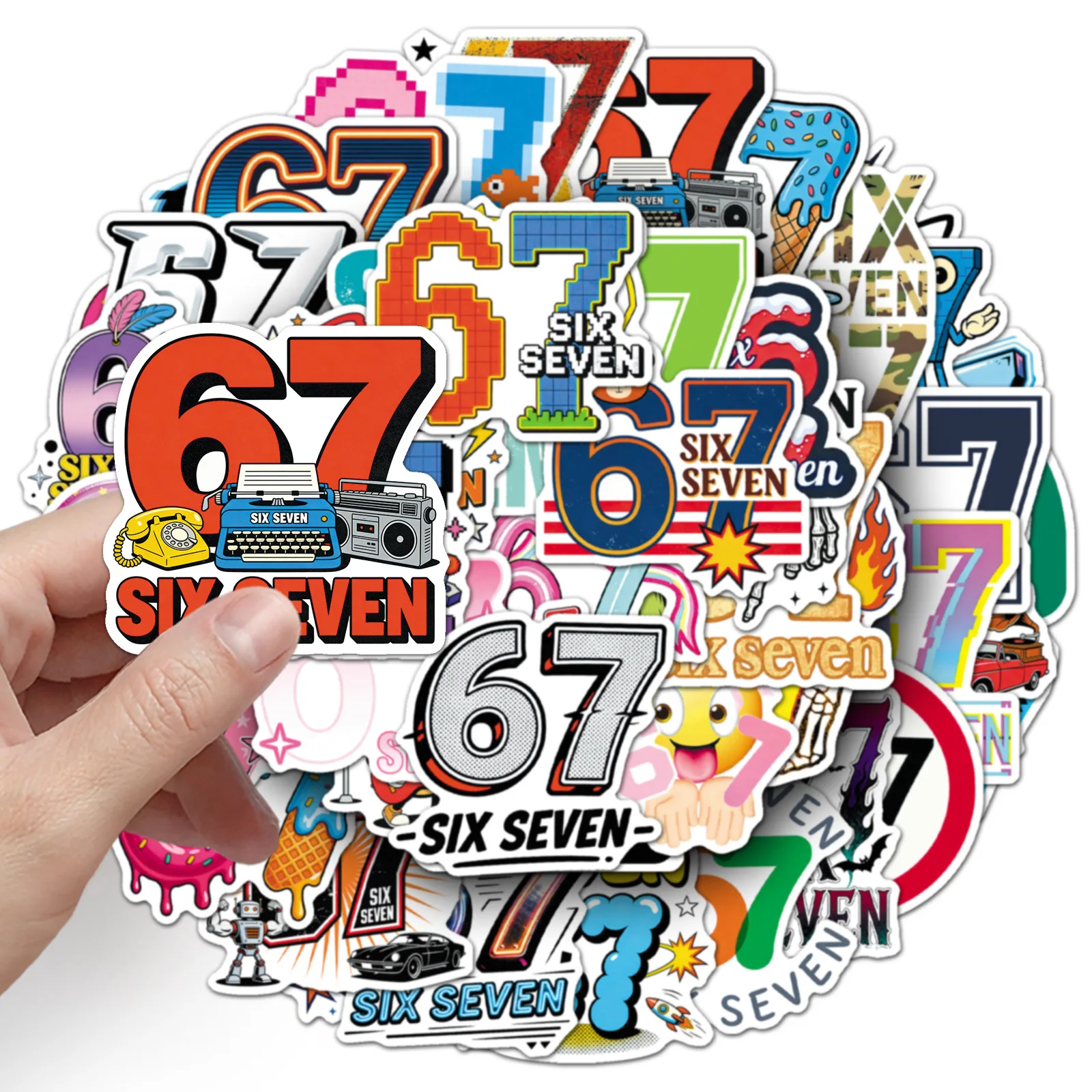 50 pçs seis sete meninos meme adesivos pacote na moda bonito engraçado dos desenhos animados número 67 adesivos para portátil telefone notebook garrafa de água