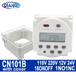 1pc CN101B DC12V 24V AC220V 110V Digital LCD Power Timer NO NC programmabile settimanale 7 giorni relè interruttore orario 16ON OFF nessuna copertura